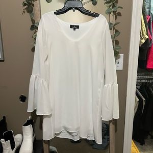 White dress with bell sleeves